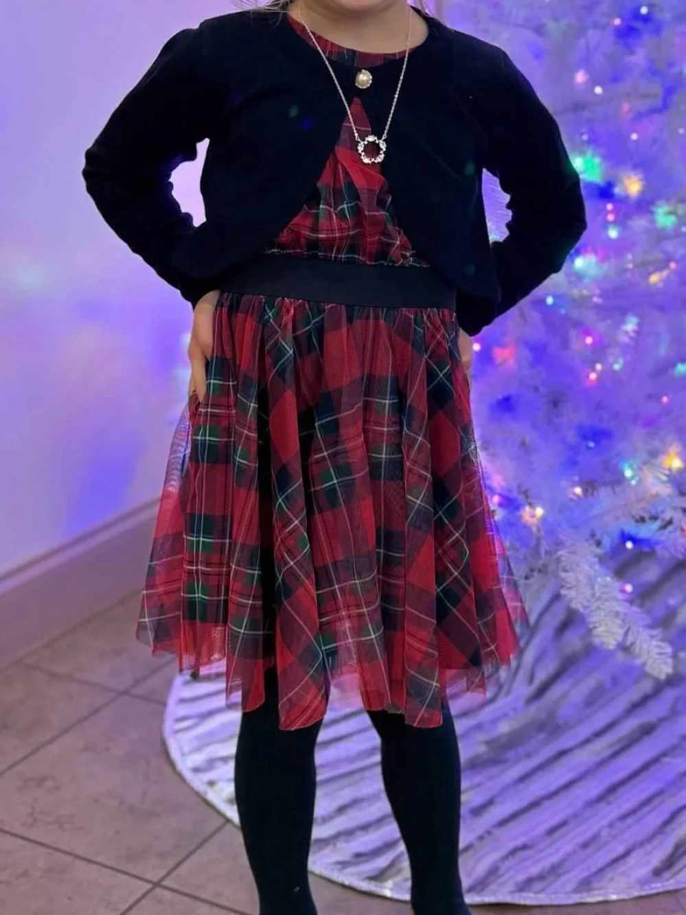 Vineyard Vines Red Plaid Dress with Navy Waistband